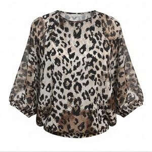 Analili Brown and Black Animal Print Blouse